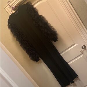 SHEIN Black Ruffle Sleeve Dress